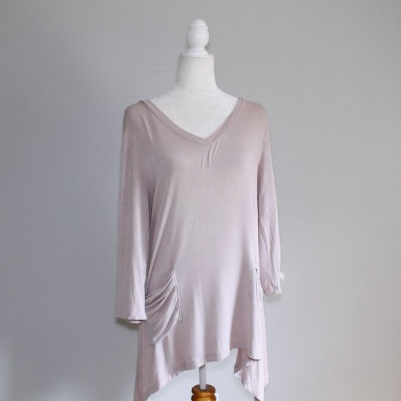 Logo Beige Longsleeve Tunic with Pockets M